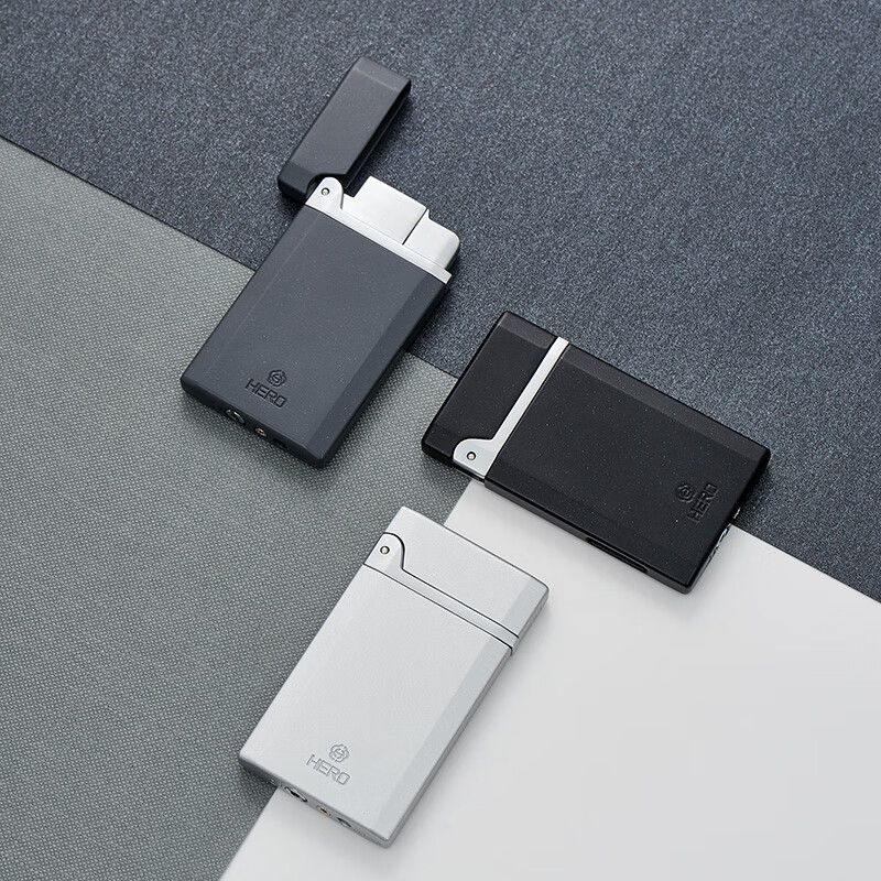 英雄（HERO）超薄打火机充气防风蓝色火焰直冲扁火火机高档送男友生日礼物 HET1000-5绿色 标配装 1个