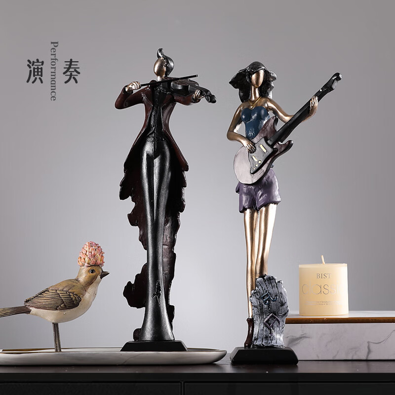 裕谷小提琴复古乐器摆件欧式创意家居饰品红酒架书架酒柜客厅桌面摆设 弹吉他