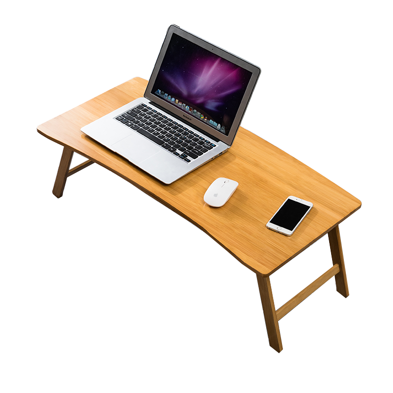 淘之良品 免安装简易办公电脑桌折叠书桌家用台式写字桌床上电脑桌实木书桌楠竹床上书桌学生电脑桌学习桌 【免安装 可折叠】小号款-原色60长(高度可调)