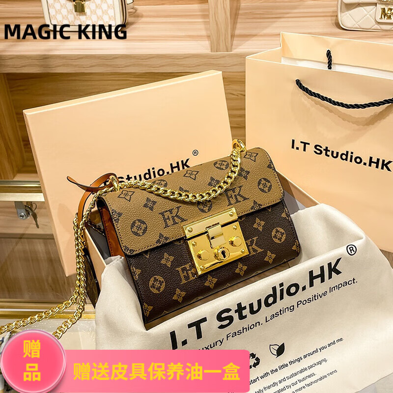 magic king香港mk香港链条包女小方包百搭单肩包斜挎包小包包潮时尚