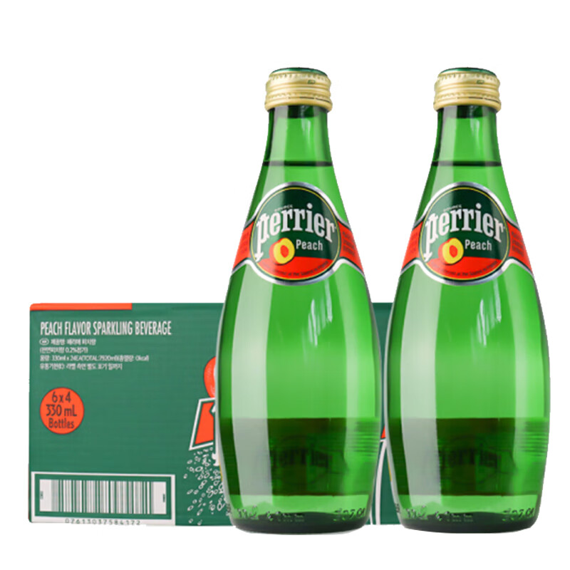 含气矿泉水 巴黎水330ml*24瓶桃子味 瓶