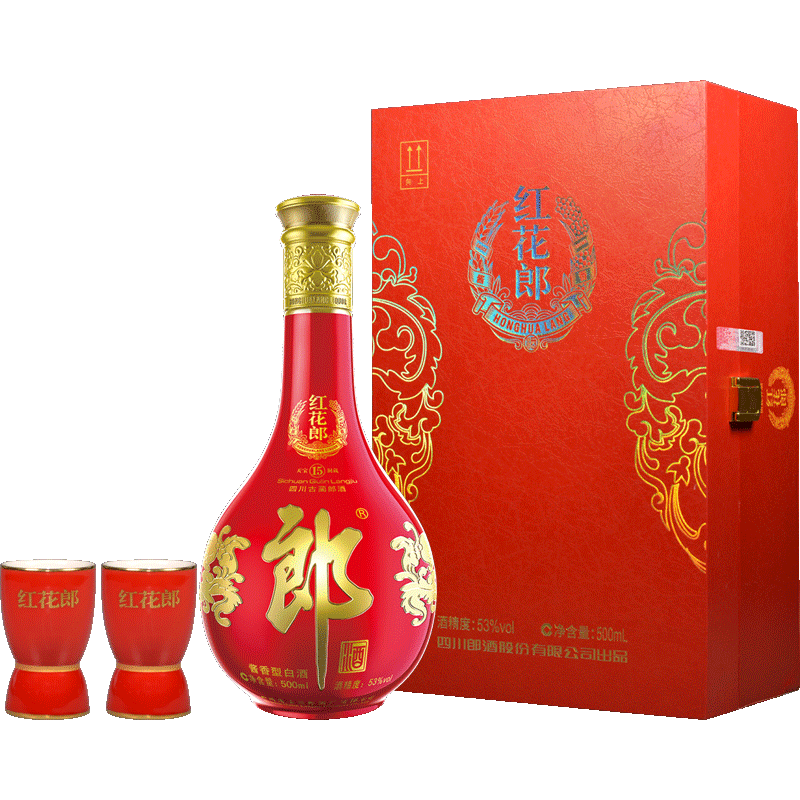 LANGJIU 郎酒 红花郎15 酱香型 白酒 53度 500ml*1瓶 礼盒装