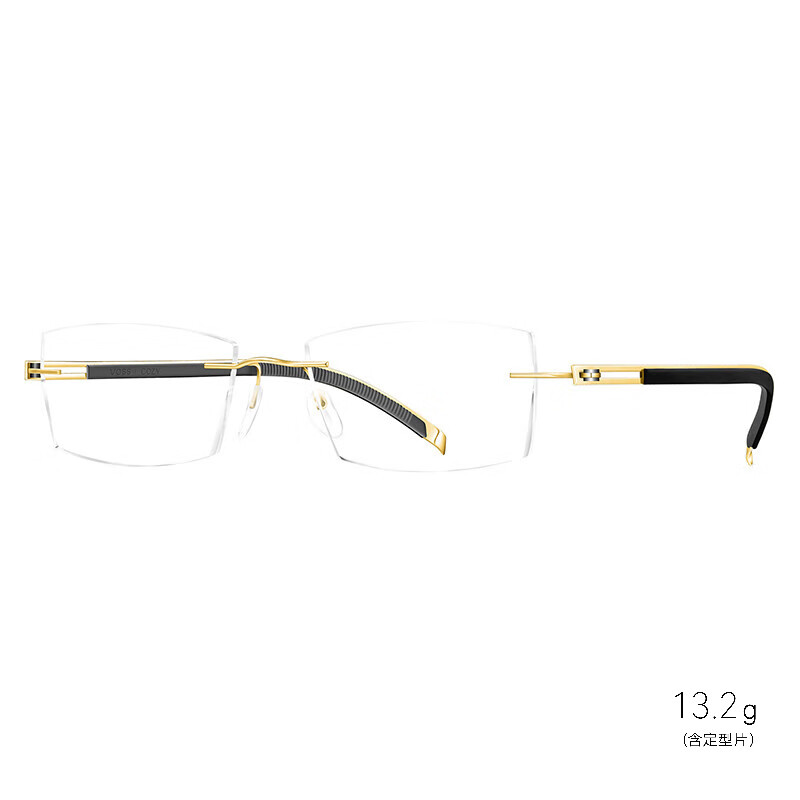 VOSS 日本进口 简约硅胶系列 光学镜架近视眼镜 男款 生物钛 商务超轻眼镜框 无框 V365 01 金色
