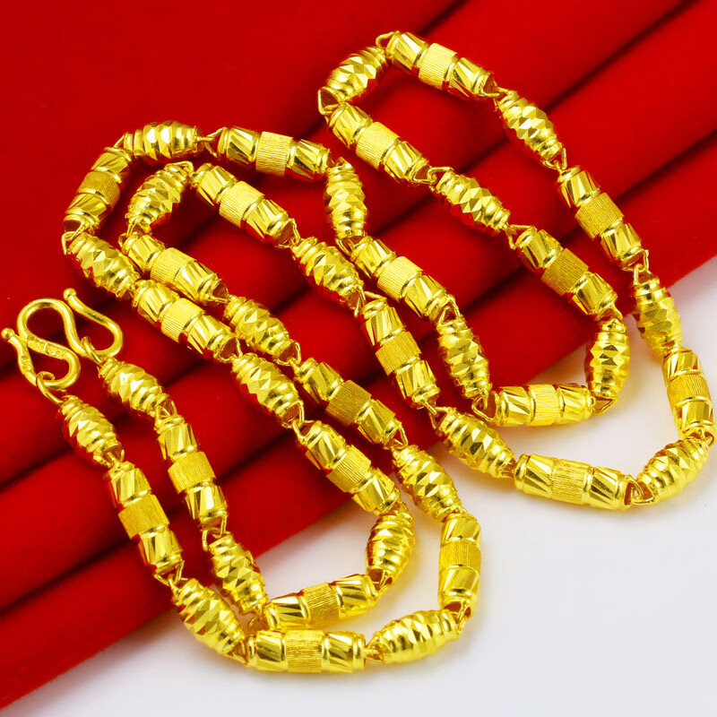 千影珠宝黄金项链男士9999足金节节高素链橄榄路路通结婚首饰纯真金