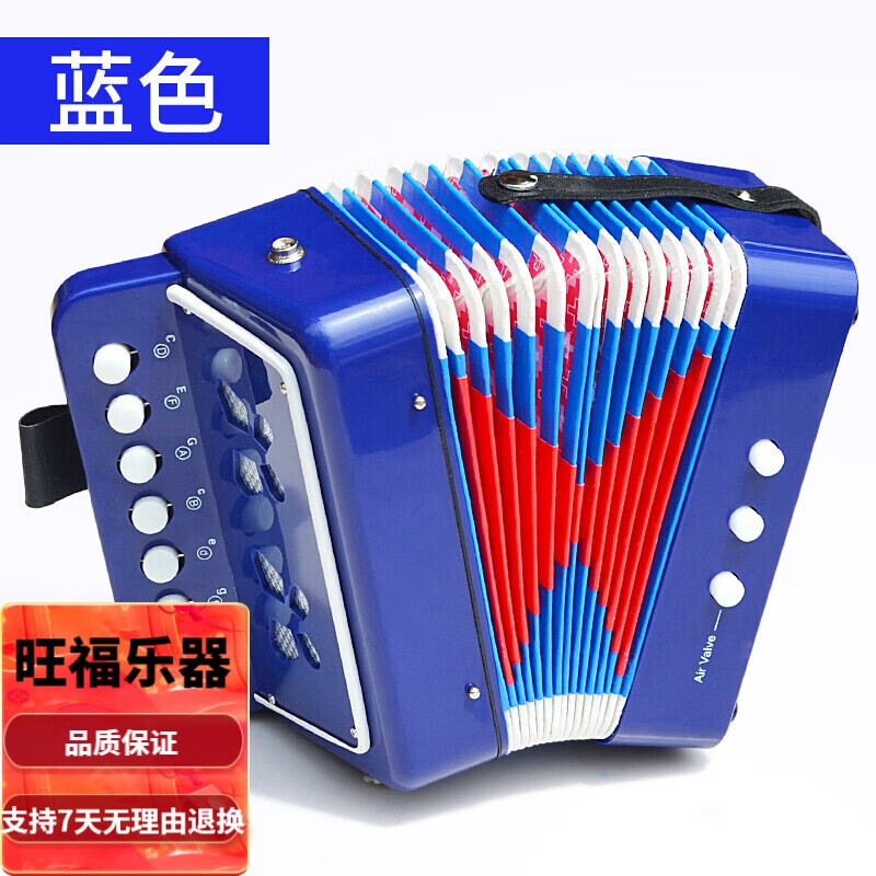 儿童手风琴玩具宝宝初学乐器启蒙早教音乐迷你拉琴男女孩生日礼物定制款 蓝色
