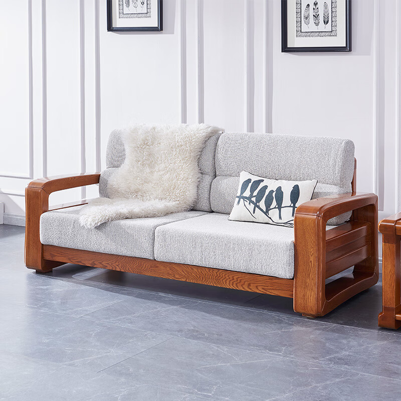 光明家具 红橡木实木沙发三人沙发客厅中式沙发组合3872 三人位