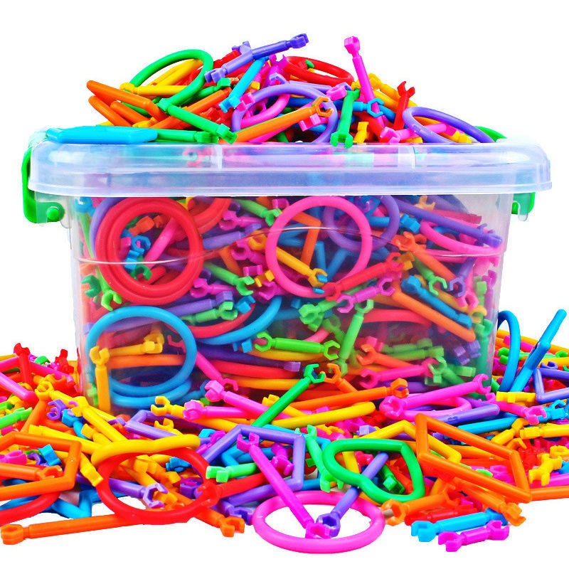 爱乐心 儿童聪明积木棒塑料拼插魔术棍拼装DIY早教3-6岁男女孩幼儿玩具 3000根聪明棒【盒装】3套车轮