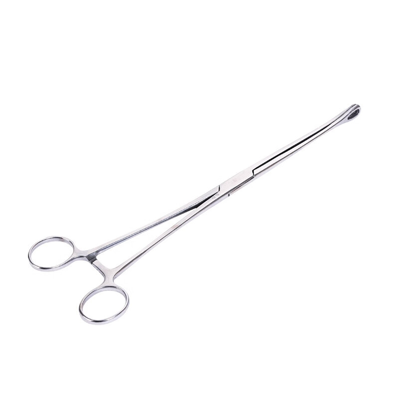 不锈钢医用海绵钳夹子拔火罐夹卵圆钳海棉钳25cm 直头