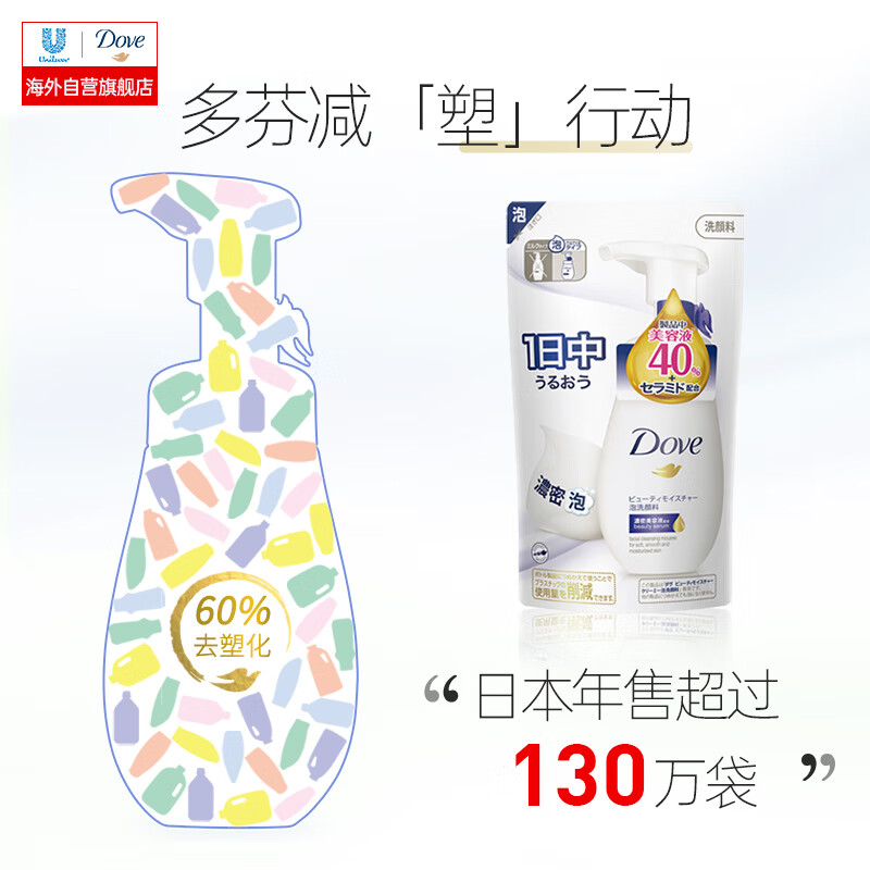 多芬(Dove)洗面奶氨基酸神经酰胺补充装140ml深层清洁 温和保湿