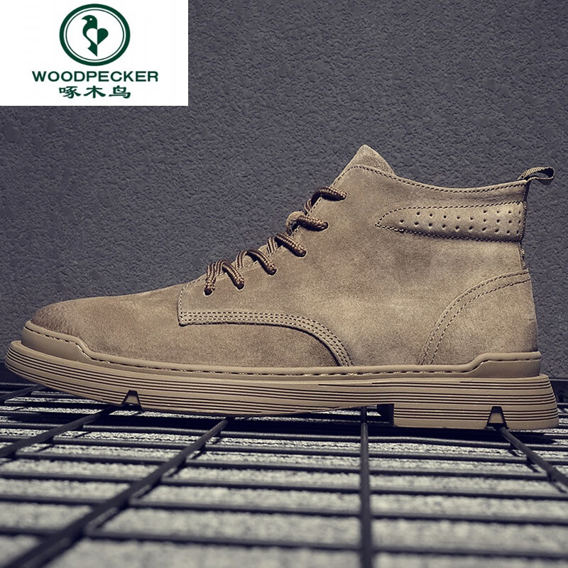 啄木鸟秋季作战狼真皮潮男鞋高帮马丁靴男士中帮英伦风短靴复古工装