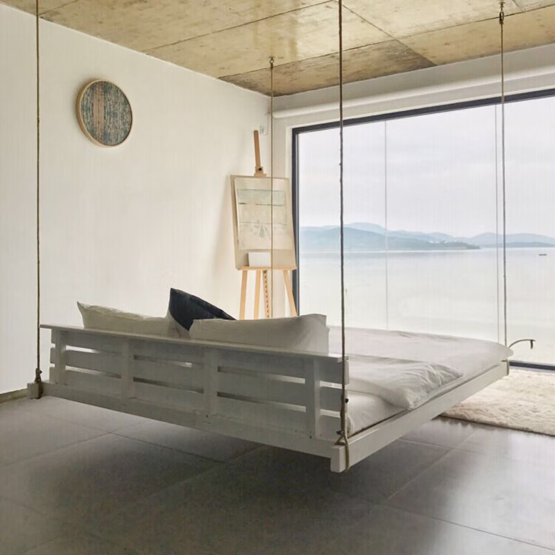 8米2米室内悬空秋千床抖音网红民宿吊床酒店简约创意 120*200无床头