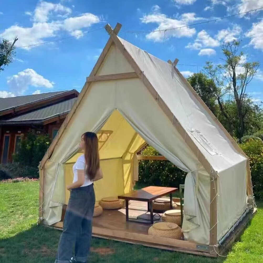 网红三角房屋型餐饮烧烤火锅民宿营地露营户外天台小屋帐篷 房型款