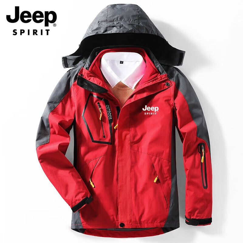 spirit三合一迷彩夹克外套男秋冬季防风衣可拆卸抓绒加厚加绒户外衣服