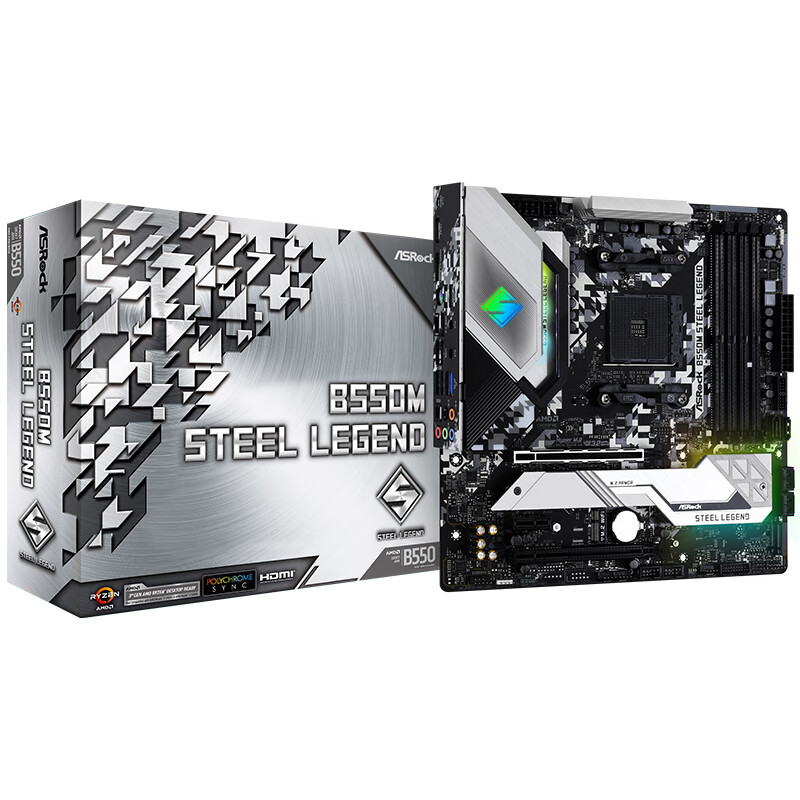 华擎（ASRock）B550M Steel Legend钢铁传奇主板 支持 CPU 5900X/5800X/5600X/3600X（AMD B550/Socket AM4）