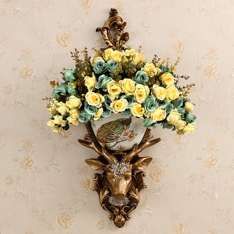 鹿头壁挂 鹿头壁挂墙壁装饰品墙上花餐厅墙创意墙面挂饰沙发背景墙