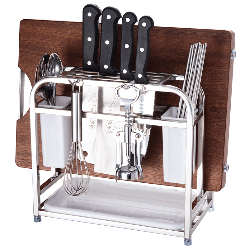 佳佰 砧板架刀架厨房置物架不锈钢收纳菜板架厨房用品筷子筒筷子笼