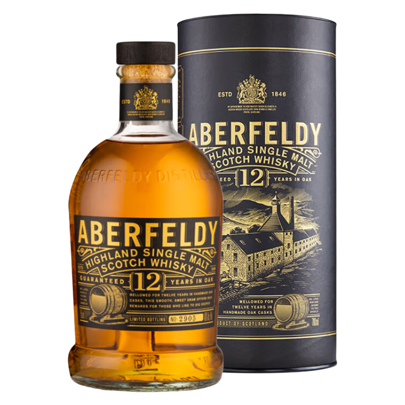 艾柏迪（Aberfeldy）12/21年 高地单一麦芽苏格兰威士忌进口洋酒700ml 礼盒装 艾柏迪12年单一麦芽威士忌700ml
