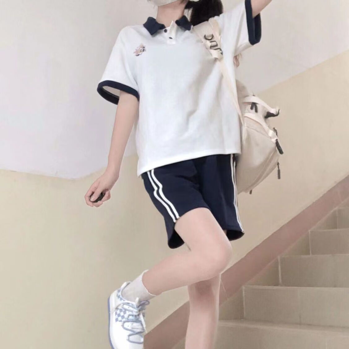 ujxw体操服一整套日系jk学院风休闲运动服套装女夏季甜美少女短袖短裤