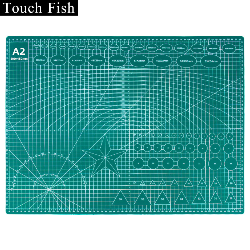 Touch Fish马克笔垫板绘画专用A3/A2手绘画画PVC桌垫大号美工手工裁纸雕刻切割板防滑双面 A2绿色垫板（600x450mm）