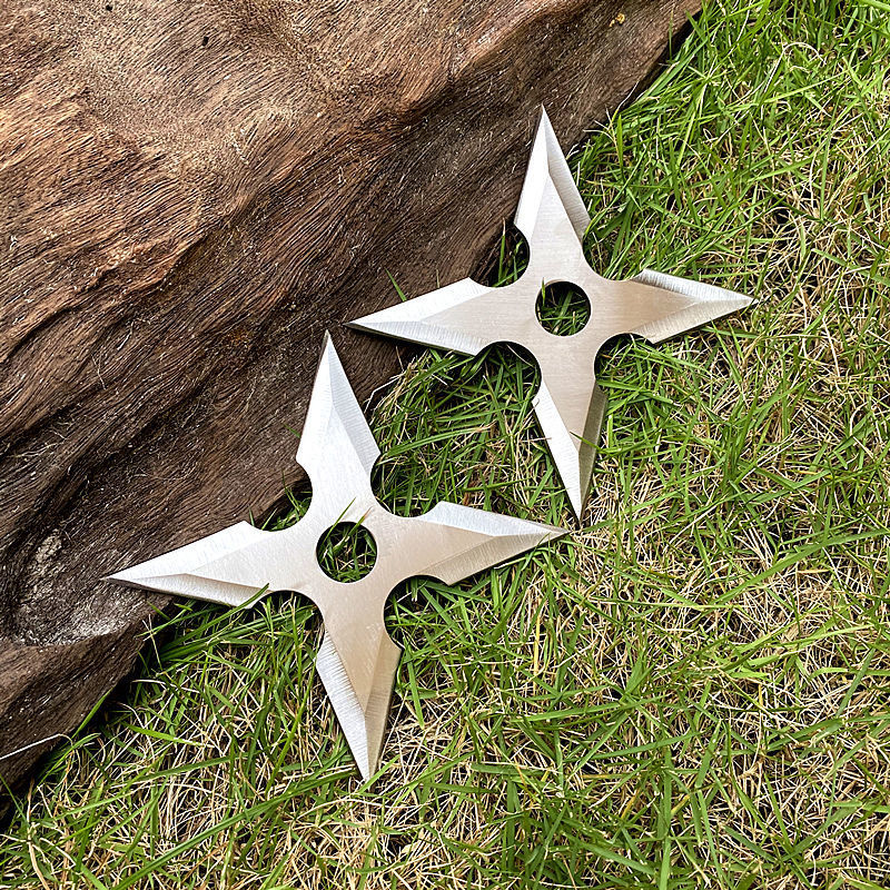 霜魄户外飞镖暗器小不锈钢训练忍者针野外防身直飞具求生 4毫米4角镖2