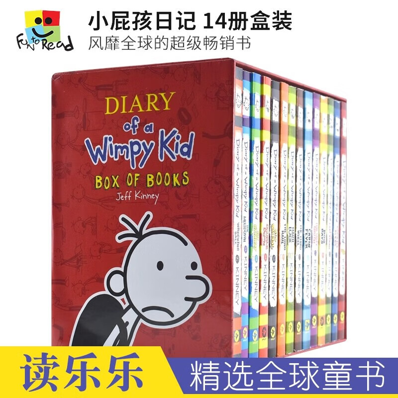 Diary of a Wimpy Kid 小屁孩日记14册套装 儿童课外英语读物 日记章节书 搞笑漫画 英文原版进口 小屁孩日记 儿童爆笑漫画章节书小说 青少年英语课外
