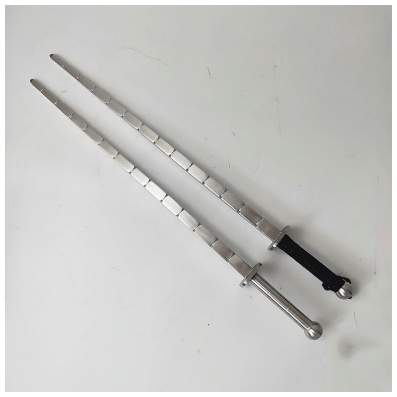 不锈钢双锏双鞭亢龙锏秦琼锏武术器械一体单锏实战防身小锏 平面锏单