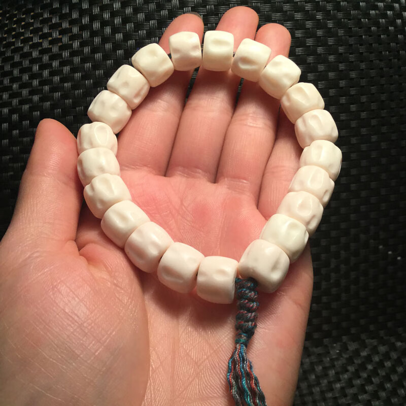 青鹊凰 天然高密度鹿骨雕刻百香籽佛珠手串 藏传鹿骨手串 念珠文玩