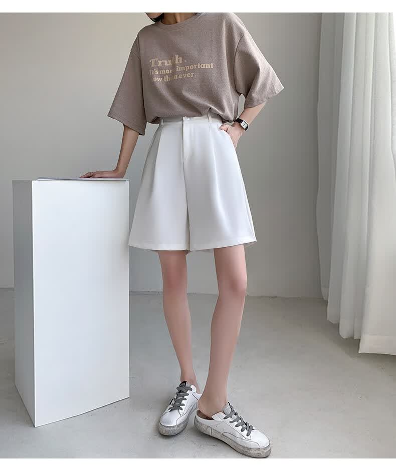 趣士多西装短裤女宽松大码宽松西装短裤女士夏季微胖mm阔腿裤垂感