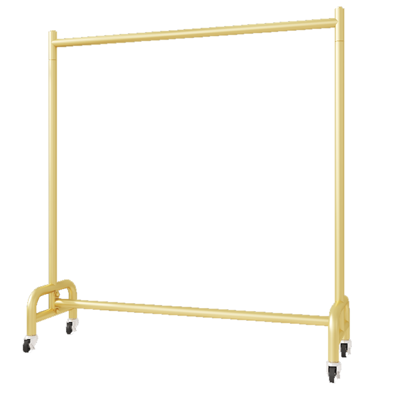 密林 加粗落地式服装展示架衣服挂衣架子女装童装龙门架金色移动带轮子 长120宽40高155配轮子纳米金
