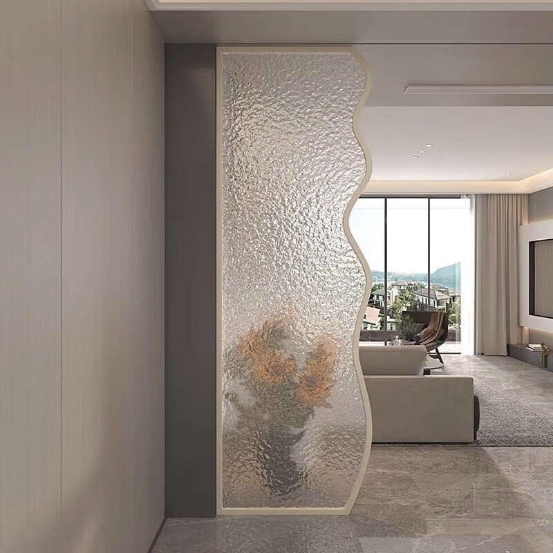 现代简约水波纹屏风长虹玻璃隔断不锈钢卫生间半墙 水波纹玻璃每平方