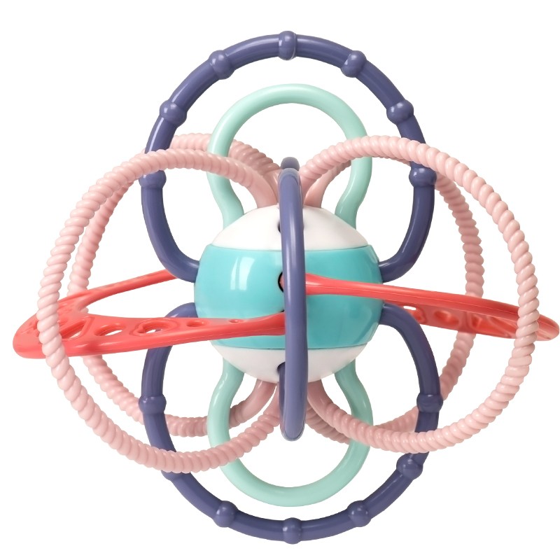 新贝曼哈顿球宝宝牙胶婴儿玩具安抚咬咬乐早教摇铃玩具曼哈顿五彩手抓