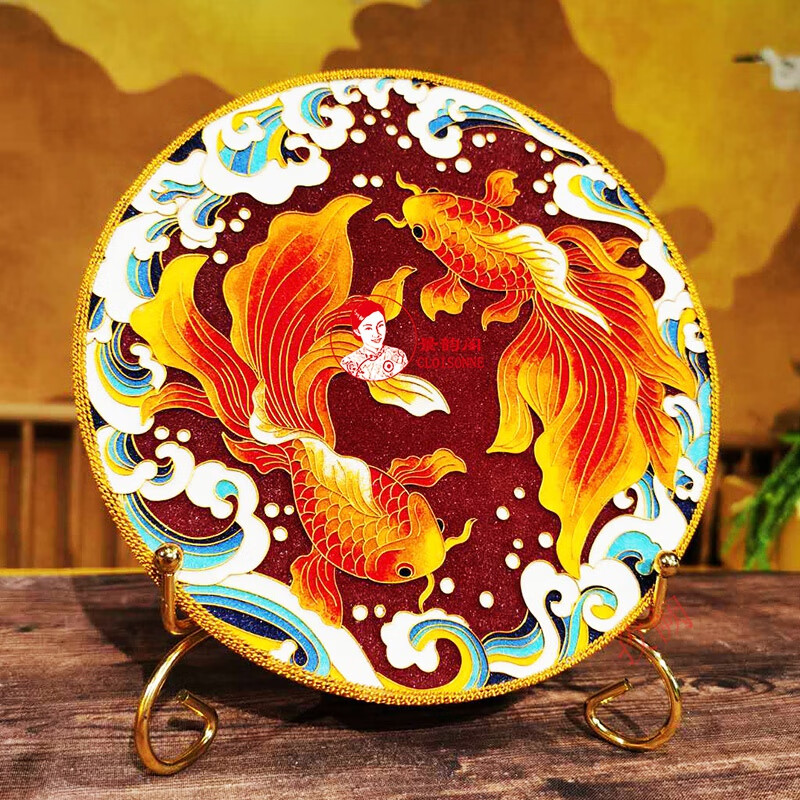 娴砰掐丝珐琅画diy 锦鲤手工画掐丝珐琅画diy材料包好运 非遗手工艺