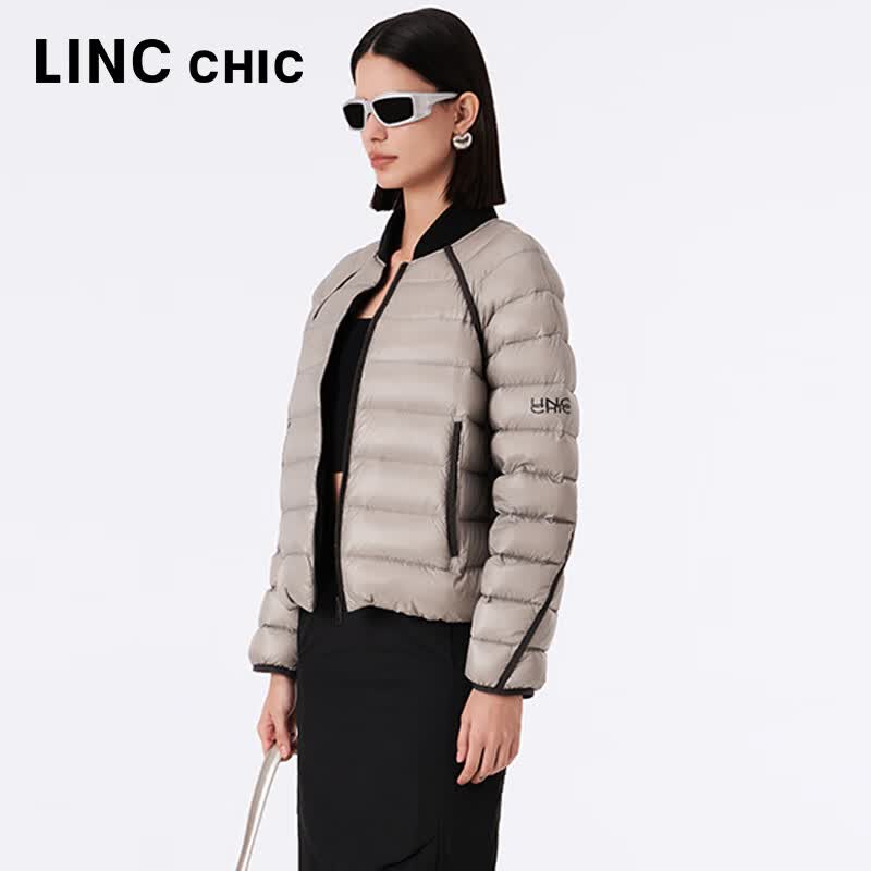 金羽杰秋季新款黑金面包服女短款轻暖立领保暖宽松羽绒服女士Y23301225 耐久银灰 XS 适合110斤以下