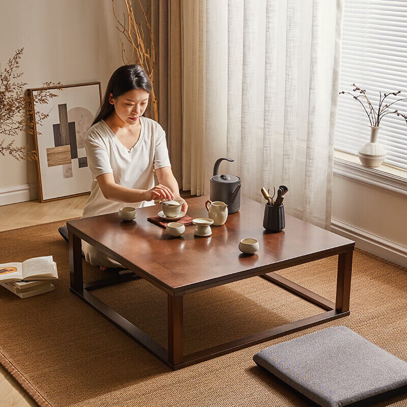 家逸实木炕几飘窗小茶桌卧室小茶几日式坐地榻米方形矮桌