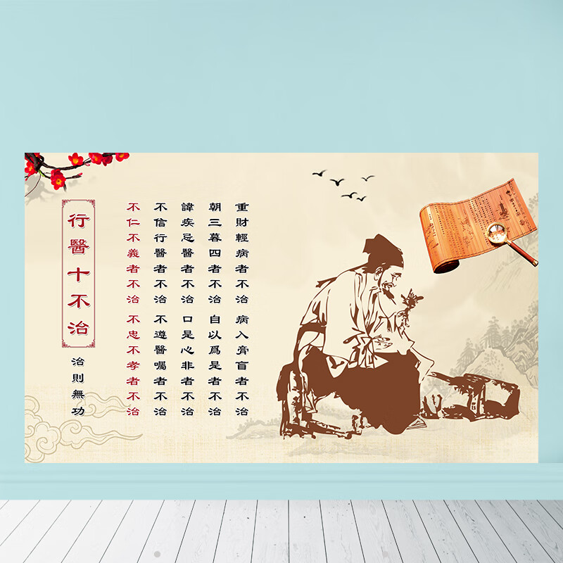 萌依儿古代名医扁鹊头像画挂图诊所诊疗行医六不治简介装饰海报画的