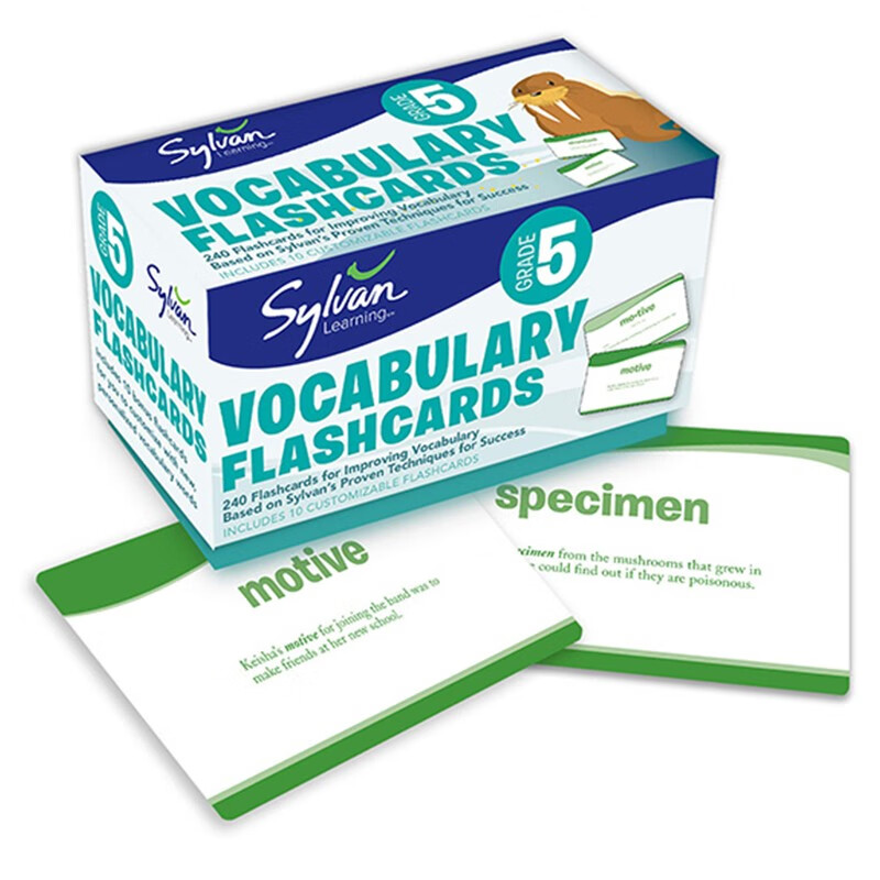 英文原版 5th Grade Vocabulary Flashcards 240张抽认卡盒装 英语词汇积累 提高阅读能力 美国小学五年级英语闪卡