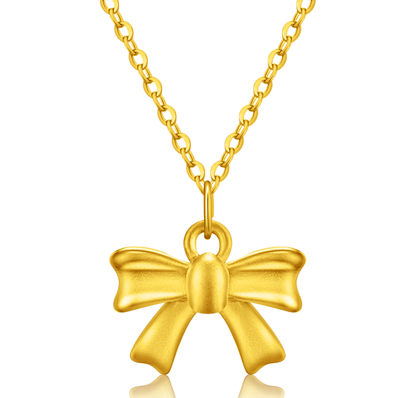 百亿补贴:老庙黄金吊坠足金在逃公主项链蝴蝶结挂坠女送女友老婆七夕情人节礼物 蝴蝶结吊坠0.53g+项链+礼盒539元