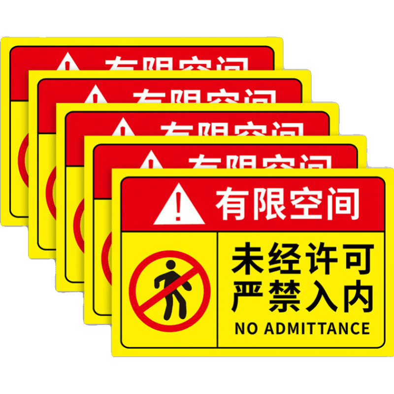 蕭以墨有限空間警示標(biāo)識牌有限空間作業(yè)安全告知牌受限空間警示牌有限空 【5張】貼紙 60x80cm