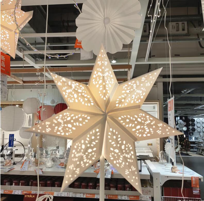 灯罩圣诞节日氛围装饰照明灯吊灯星星造型 7角48厘米