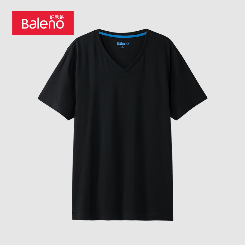 班尼路（Baleno）男士短袖t恤棉质V领短袖上衣打底衫短袖男 00A XL