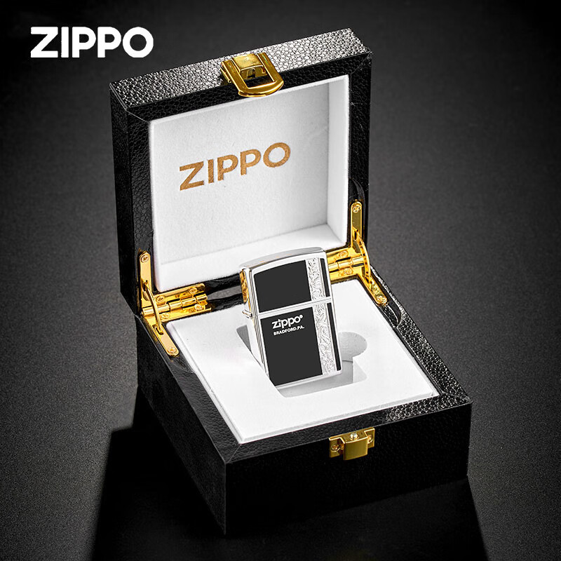 zippozippo打火机正版 珐琅商标起源唐草花煤油防风商务男士礼物刻字