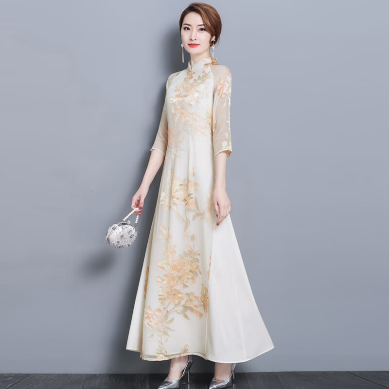 清丝坊奥黛越南服装改良越南奥黛旗袍现代时尚年轻新中式连衣子夏季