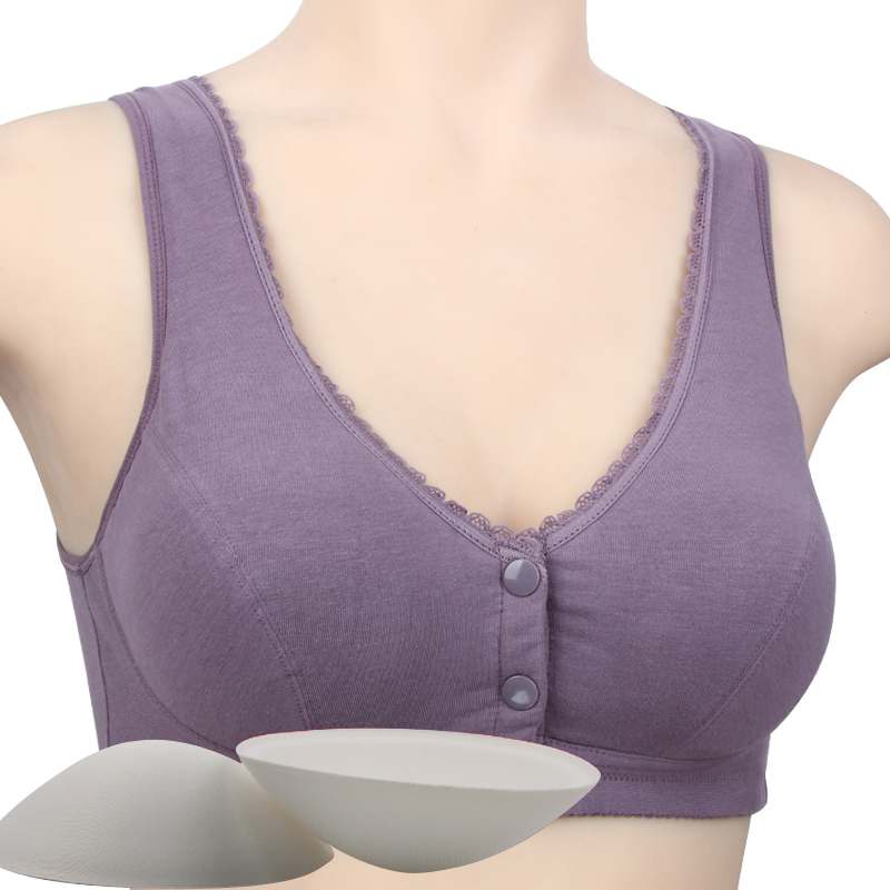 孝之至妈妈内衣文胸女纯棉老人胸罩中年无钢圈前扣中老年大码本命年