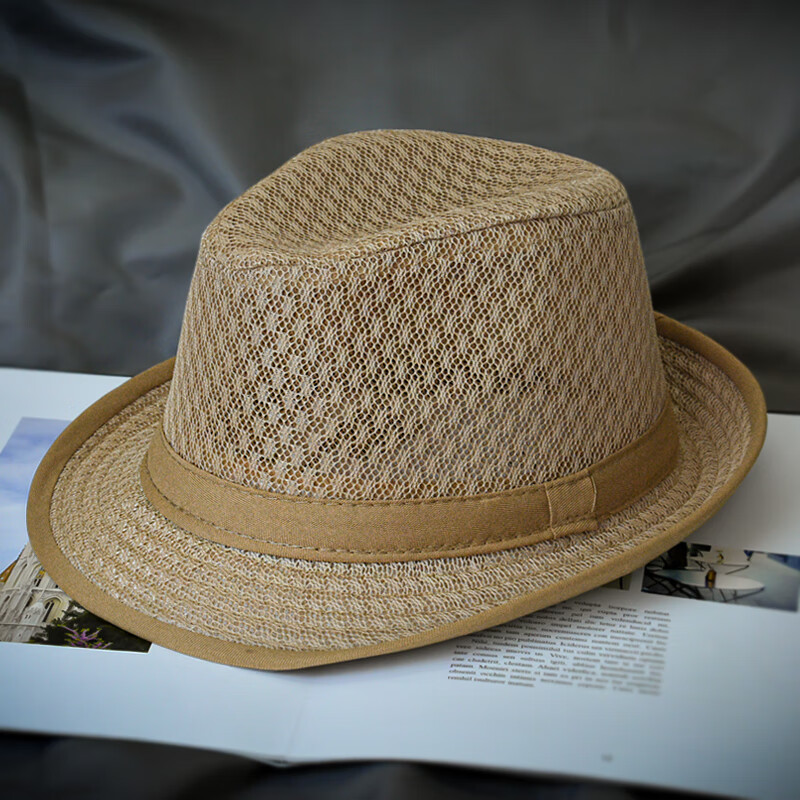 SOMUBAY 夏季透气防晒遮阳帽凉帽爸爸太阳帽绅士礼帽男士巴拿马草帽爵士帽 CM-548深卡其 M码(56-58cm)高性价比高么？