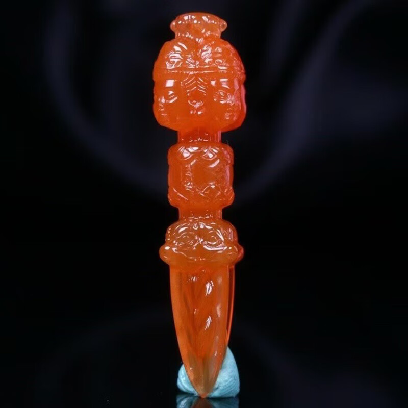 慈心缘 南红樱桃红金刚杵吊坠 南红玛瑙挂件送生日礼物53.8*12.3mm