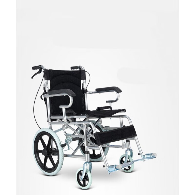 轮椅折叠轻便便携超轻老人老年小型旅行残疾人代步车手推车 黑