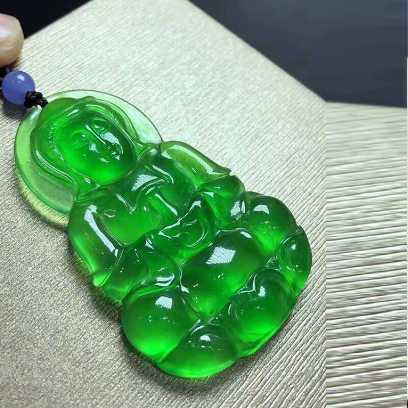 奢西欧观音头吊坠男冰种翡翠晴水佛公观音菩萨挂件绿玉佛玉观音项链女