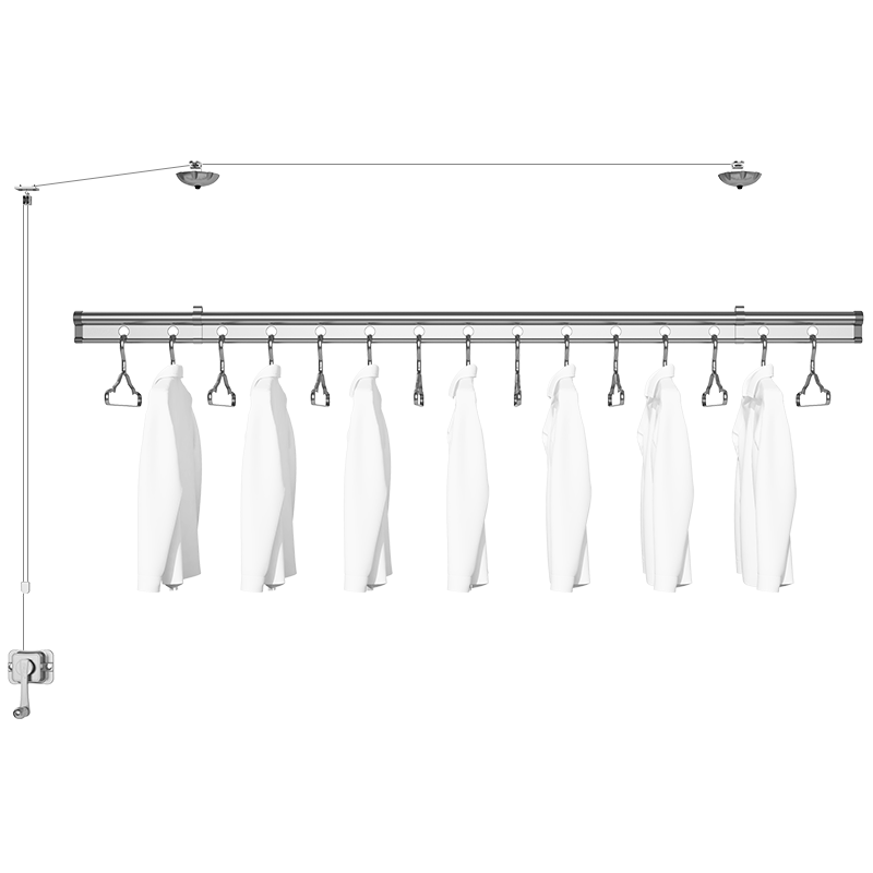 【免费安装】金贵夫人单杆晾衣架升降手摇加厚室内小阳台晾衣杆凉台凉衣架晒衣架 银色 2.4米单杆 不带衣架