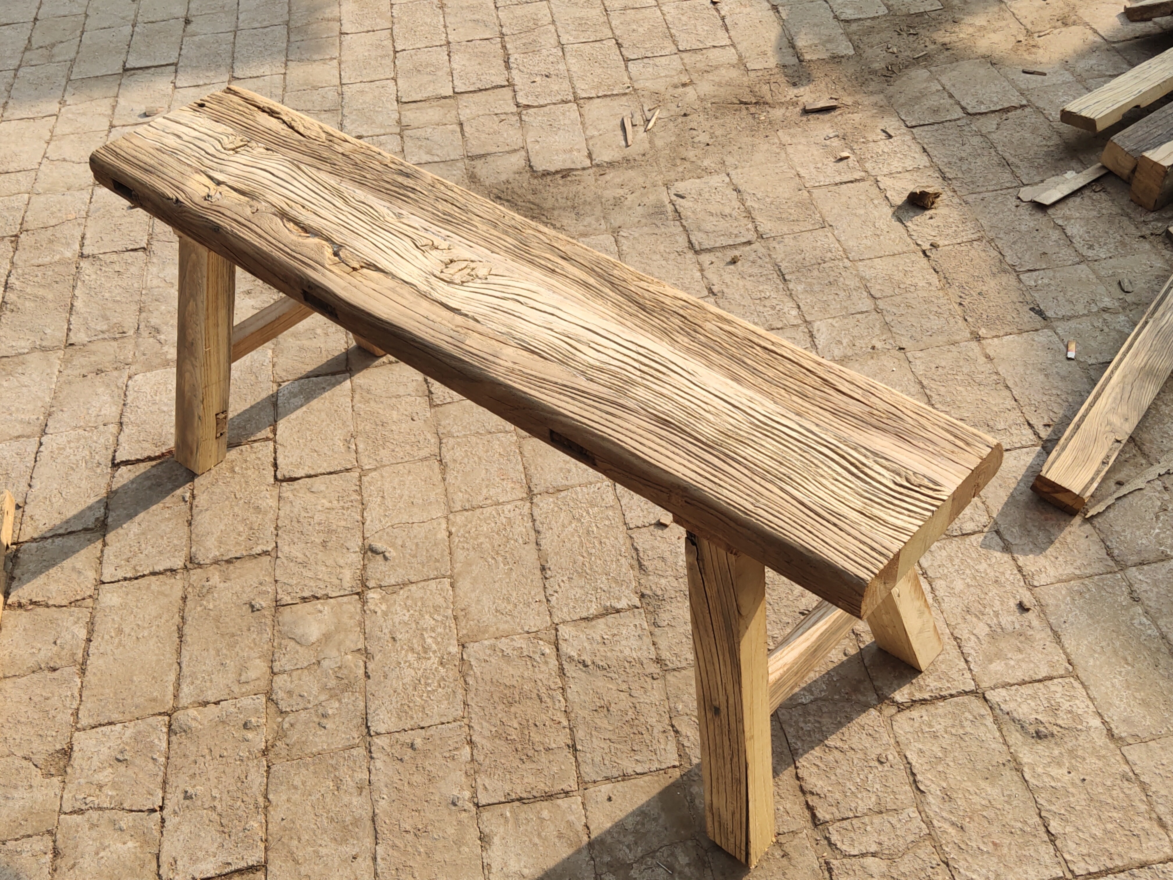 帝利洛长条凳子实木长板凳实木长凳老榆木凳子长条凳原木风化实木复古