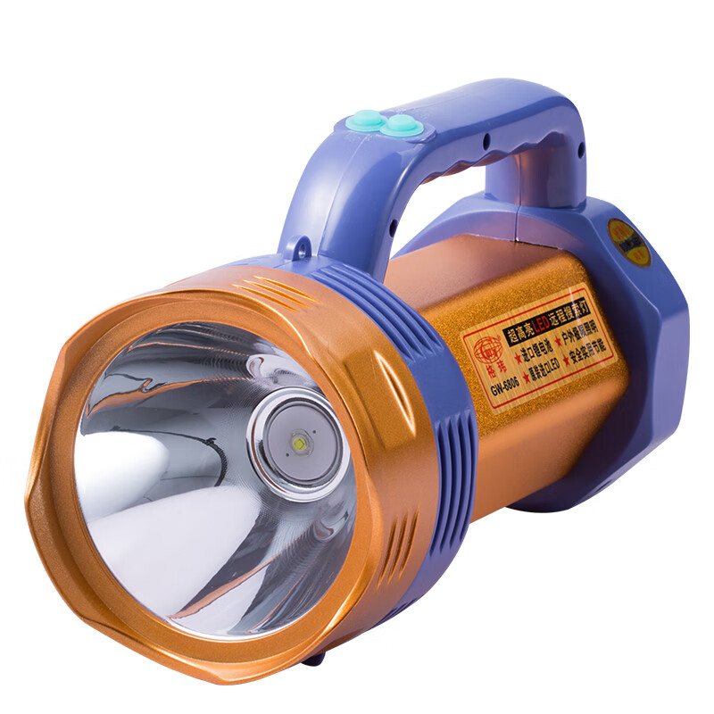 格玮（GW）LED远程搜索灯锂电池充电探照灯强光远射手电筒家用户外手提应急照明灯钓鱼灯GW-6806双充电器套装